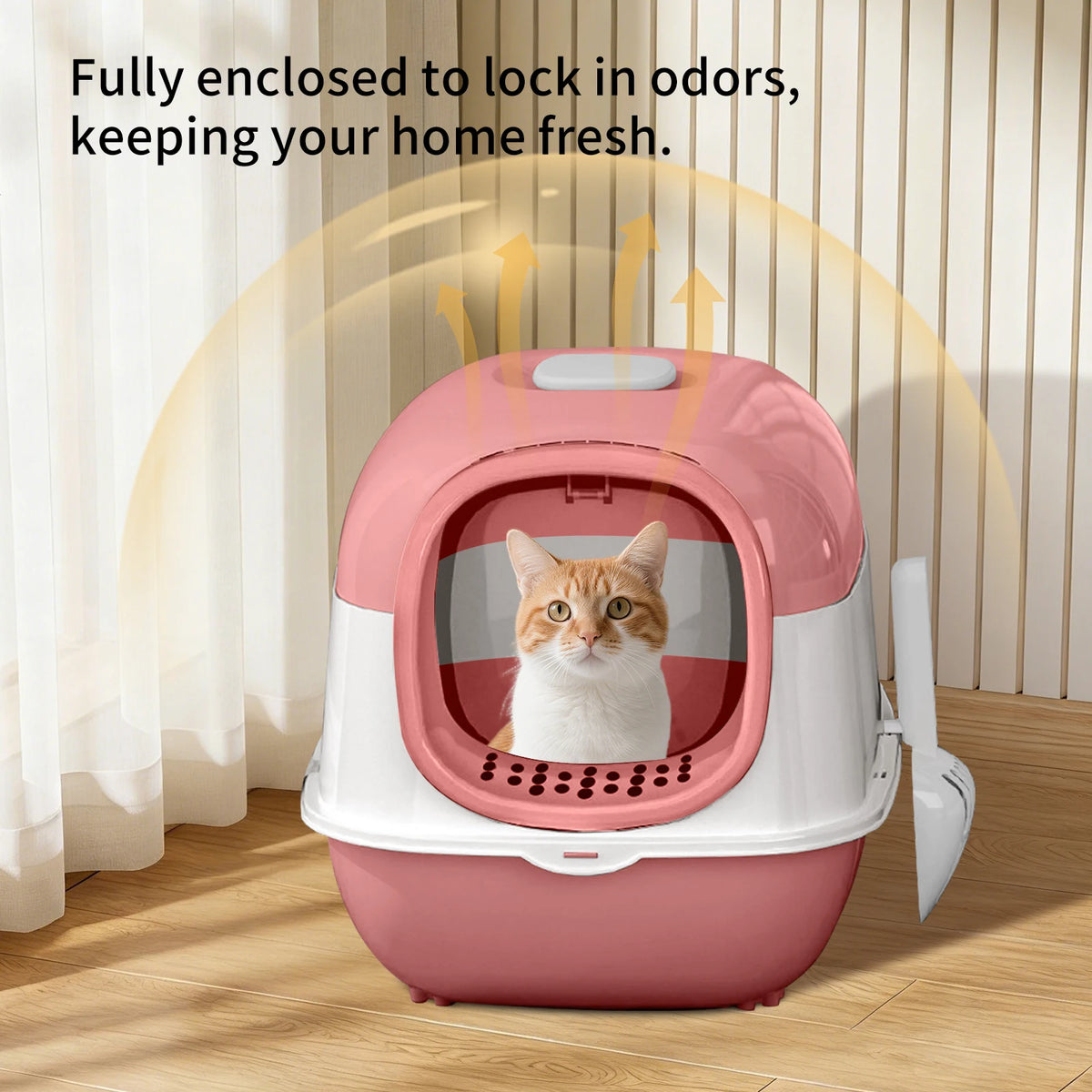 Switchable Open/Semi-Enclosed Cat Litter Box, Extra Large Jumbo Size for Multi-Cat Households, Splash-Proof and Anti-Tracking, Dual-Mode Over-the-Top Litter Pan, Low-Entry for Easy Cleaning, Suitable for Cats of Different Siz