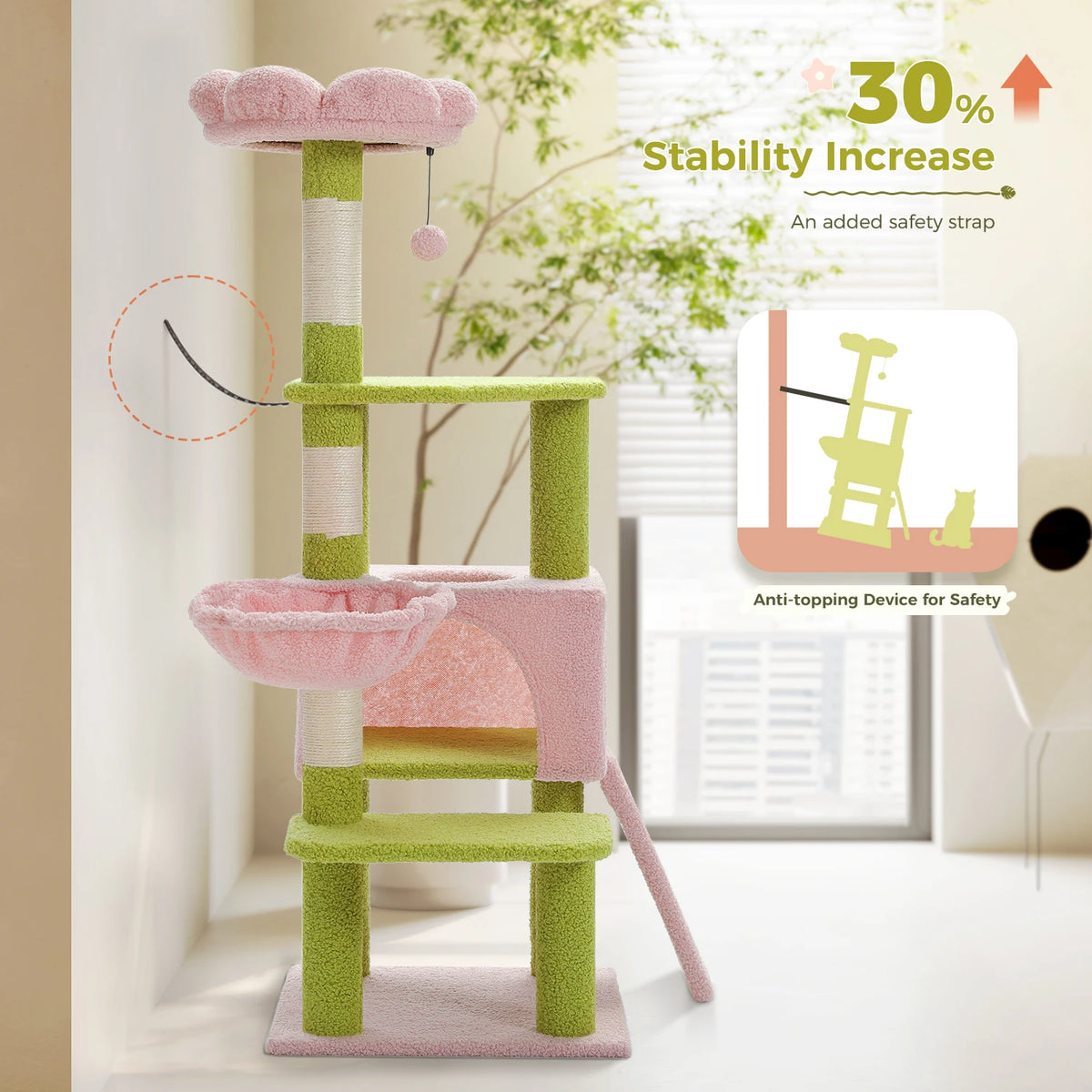 PAWZ Road Flower Design Cat Tree With Sisal Scratching Perch
