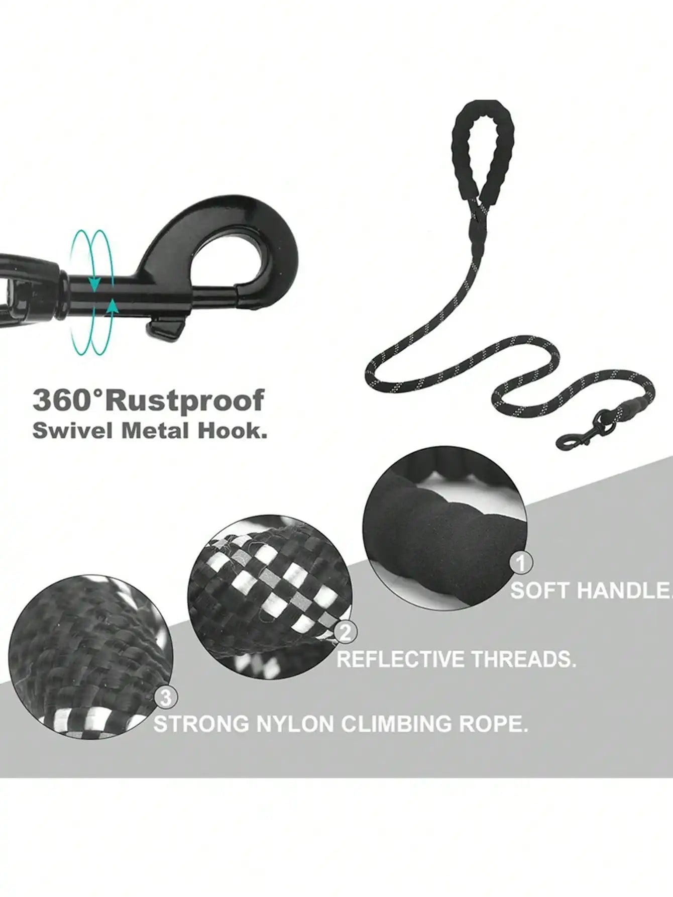 Reflective Nylon Pet Leash With Comfortable Foam Handle