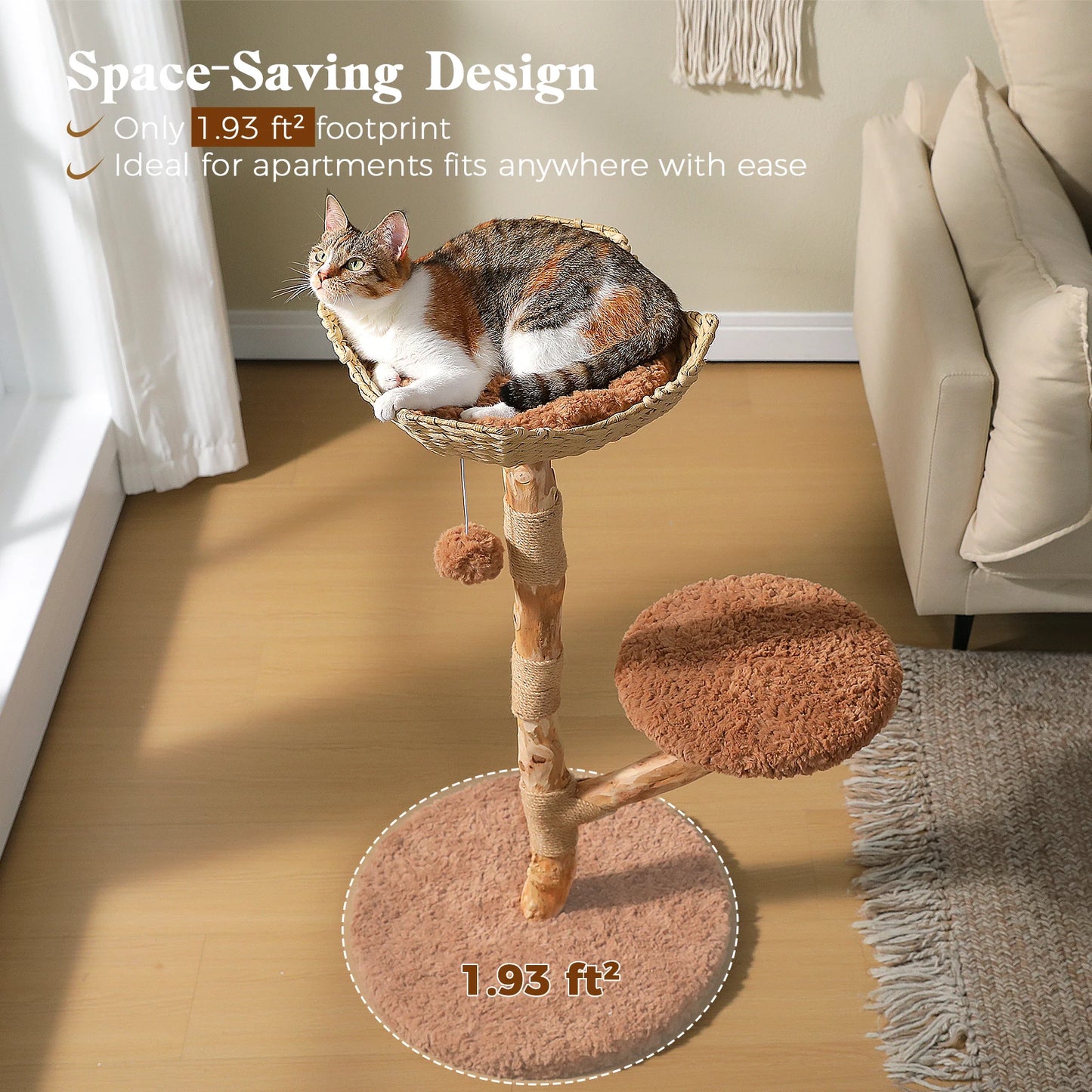 PAWZ Road Wooden Cat Tree Wicker Basket Sisal Scratching Posts