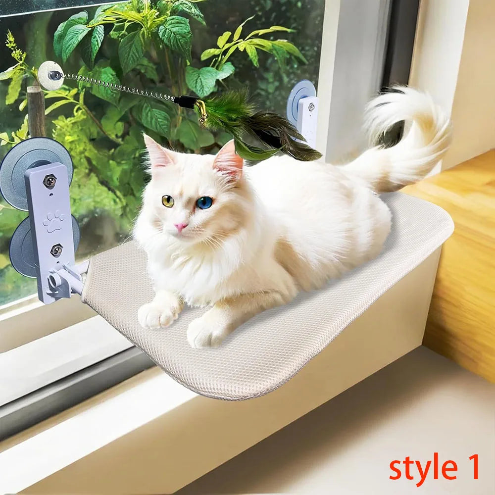 Foldable Perch Hammock With 4 Strong Suction Cups, Window Cat Bed For Indoor Cats