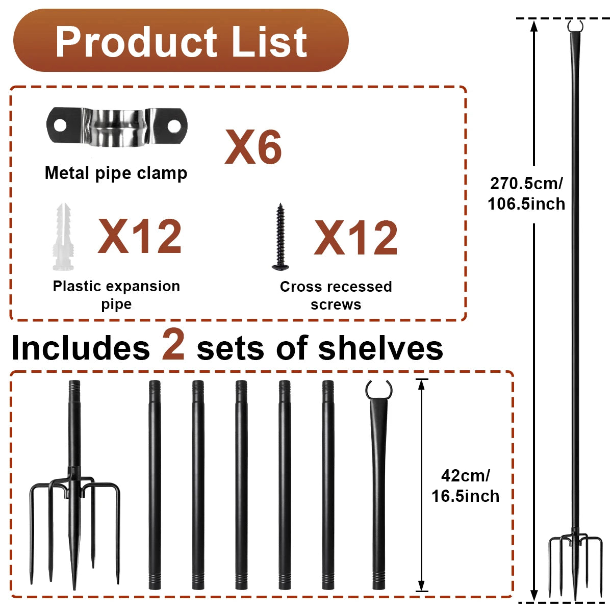 10 Feet, Patio String Lights Pole, Metal Hanging Pole for Outdoor Hanging, Suitable for Outdoor Decor Garden, Backyard, Patio, L