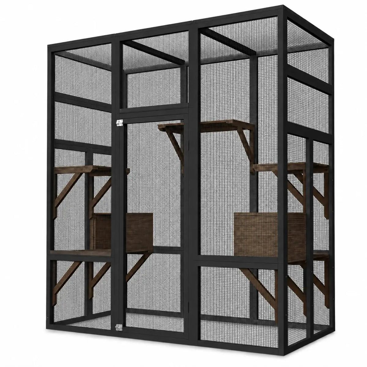 HiMISS Outdoor Wooden Catio Cat House With UV Protected Roof