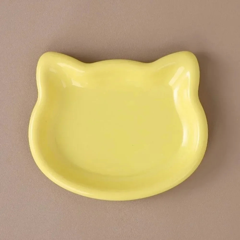 1/4pcs Cute Cat Shape Cat Bowl Plastic Anti-Fall Flip Cat Food Bowl Non-slip Pet Food Dish Pet Feeding
