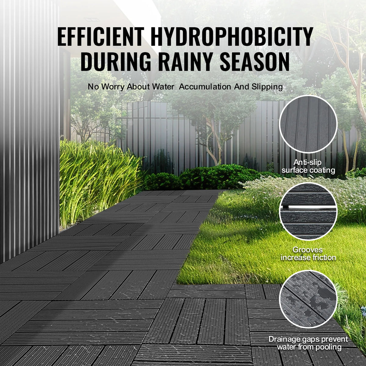 VEVOR Interlocking Waterproof Deck Tiles for Outdoor Patio Flooring