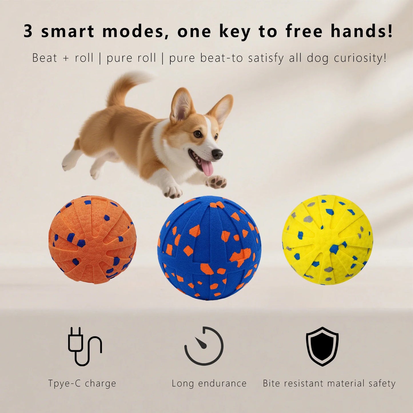 BOOTEELY Pet Smart Interactive Ball Bouncing Ball For Dogs Electric Automatic Vibrating Popcorn Gravity Jumping Wear Resistant Foam Ball